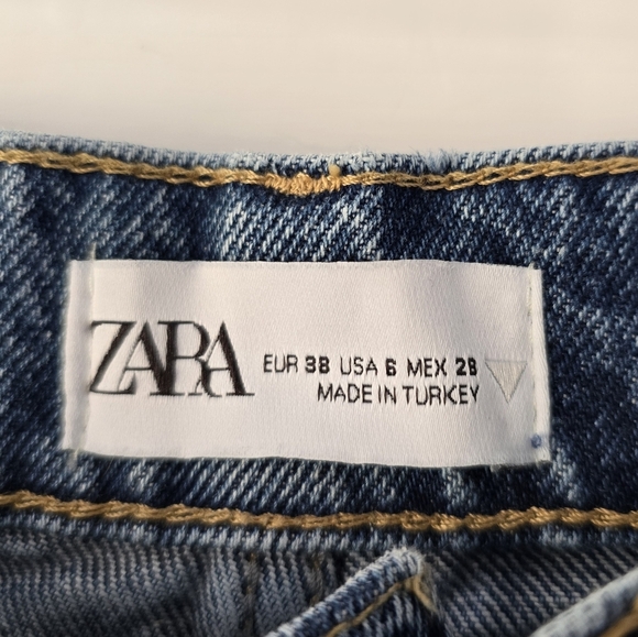 Zara Wide Leg Patchwork Collection Raw Hem Denim Jean 6 - Picture 7 of 7